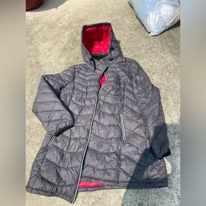 NOIZE ORIGINAL Women's gray Claire Mid Length Puffer chevron jacket size M